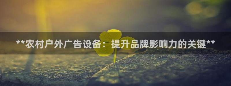 杏宇平台官网注册：**农村户外广告设备：提升品牌影响力的关键**