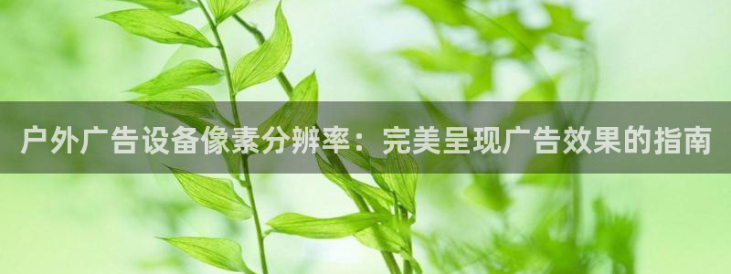 杏宇官方平台官网：户外广告设备像素分辨率：完美呈现广告效果的指南