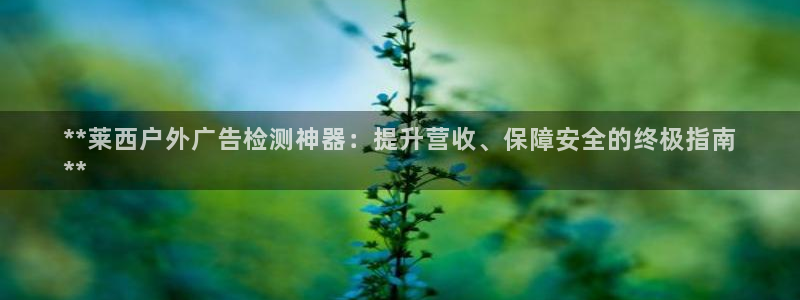 杏宇平台注册地址在哪里：**莱西户外广告检测神器：提升营收、保障安全的终极指南
**