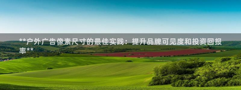 杏宇平台总代理是谁：**户外广告像素尺寸的最佳实践：提升品牌可见度和投资回报
率**